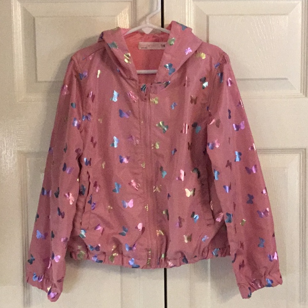 Young❤️Hearts Pink Butterfly Girls Hooded Jacket